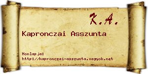 Kapronczai Asszunta névjegykártya